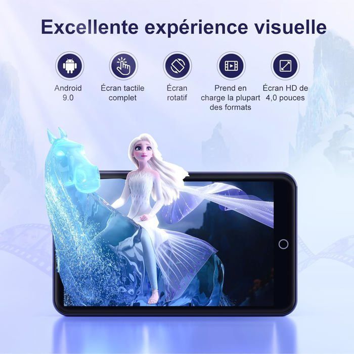 Lecteur MP3 80GB avec WiFi Bluetooth - écran Tactile IPS 4 Pouces, Lecteur de Musique pour Enfants, Lecteur MP4 Android avec Spotify