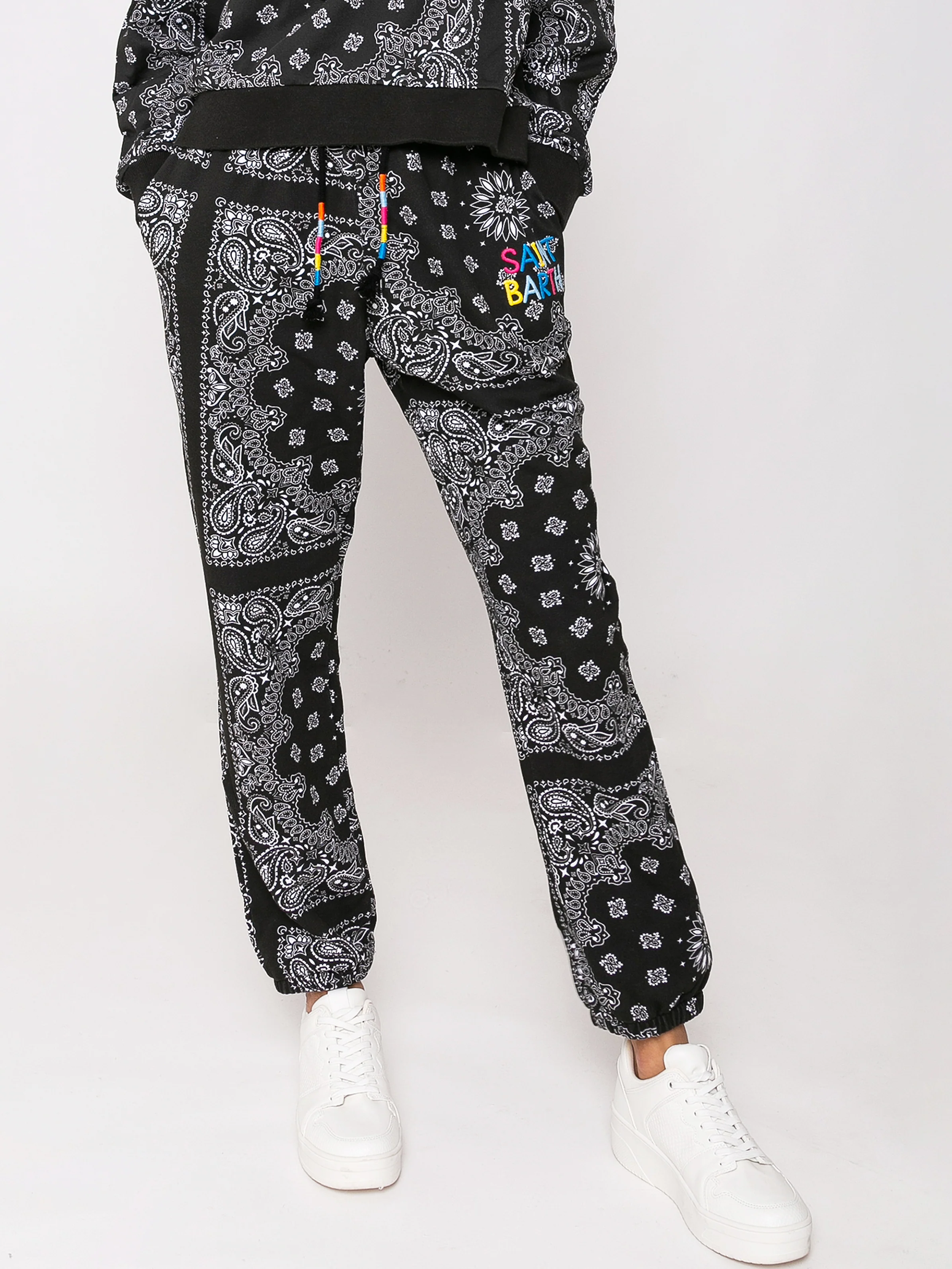 Jogginghose aus Baumwoll-Bandana mit Saint-Barth-Stickerei