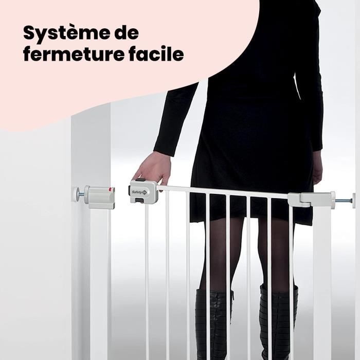 SAFETY 1ST Barrière de sécurité enfant Easy Close - Métal - 73 à 80 cm - pression, sans vis ni perçage - Blanc