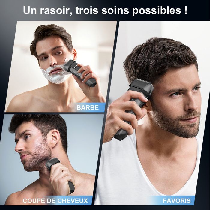 Rasoir Électrique MCURO 2 en 1 Multifonction à 3 Lames - Affichage LED - Avec Tondeuse Pop-up - IPX7 Étanche - Chargement USB