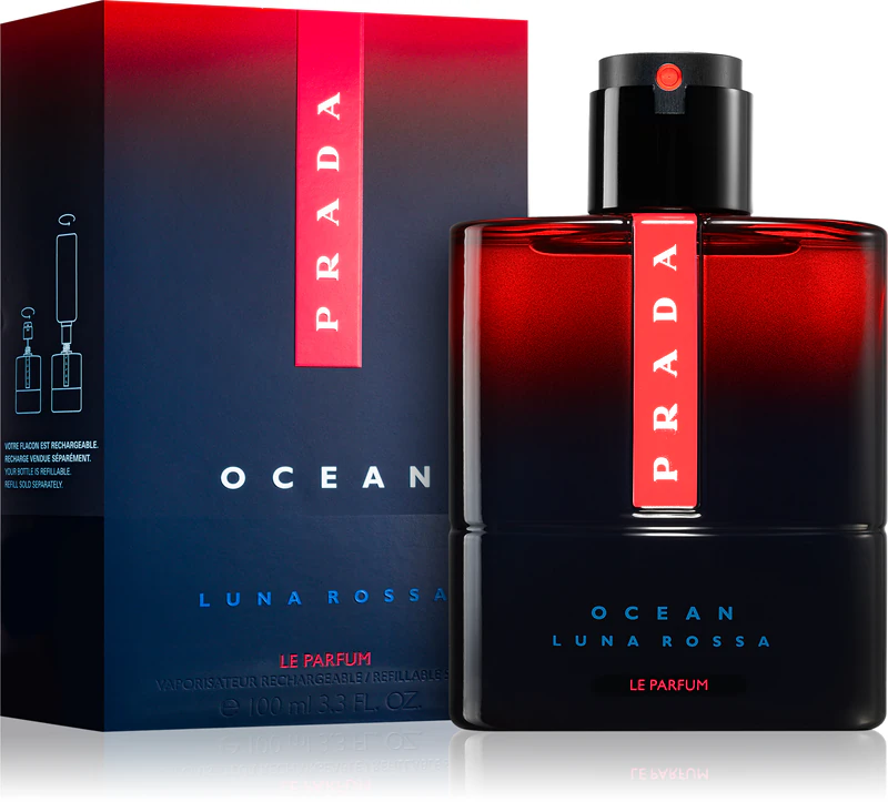 Perfume Prada Luna Rossa Ocean recarregável para homens