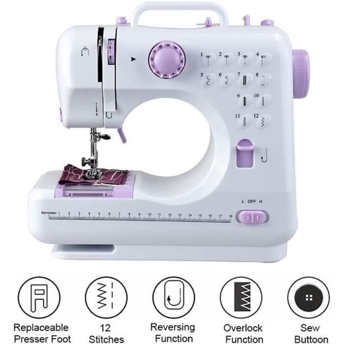 Máquina de coser eléctrica mini JASENX con 12 puntadas - Costura automática con luz y cajón oculto