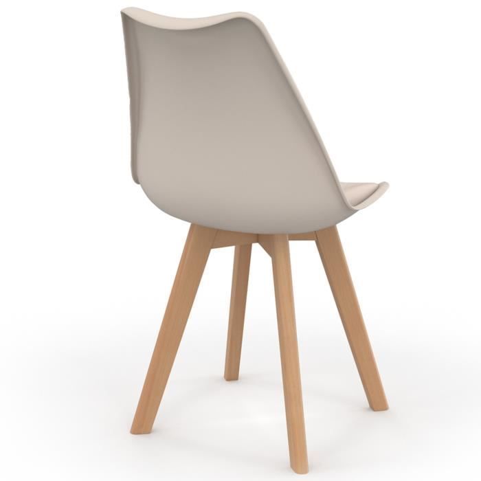 IDMARKET Set van 4 beige Scandinavische eetkamerstoelen SARA