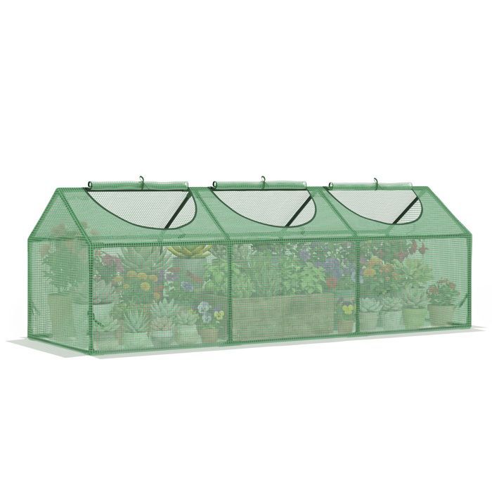 Invernadero de jardín - Outsunny - 3 ventanas - cubierta de PE de alta densidad 140 g/m² - estructura de acero - 180 x 60 x 60 cm - verde oscuro