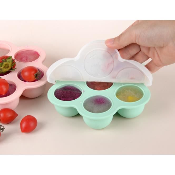 Bandeja para cubitos de hielo - Bebé - 2 piezas - Silicona apta para alimentos - Sin BPA - Tapa incluida
