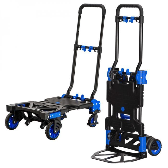 Steekwagen, 2-in-1 opvouwbare trolley met 4 wielen - draagvermogen 137 kg - Linxor