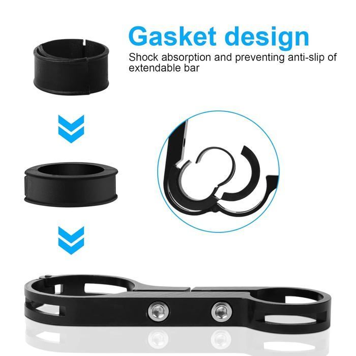 Extensión de manillar de aluminio, extensor de montaje de manillar para luces de bicicleta, compatible con teléfono, GPS y ordenador para bicicletas de montaña.