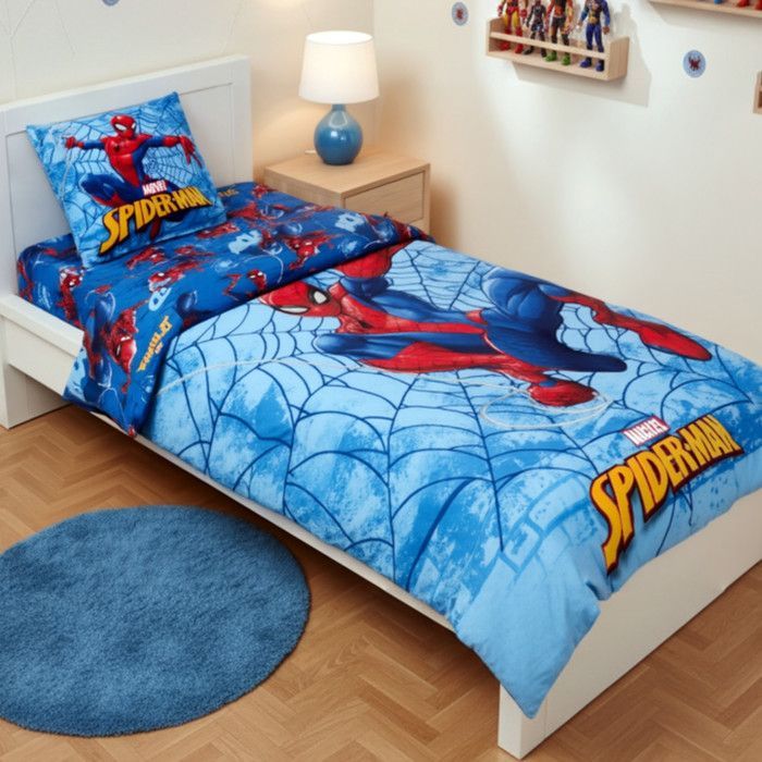 Lasten vuodevaatesetti - Hämähäkkimies ja Marvel - 100 % puuvillaa - Pussilakana 140x200 cm - Tyynyliina 65x65 cm
