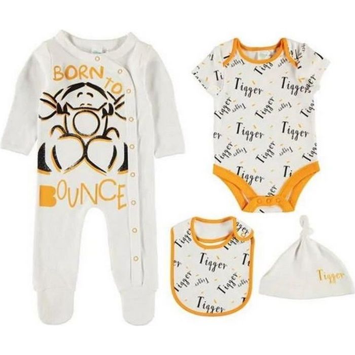 Pijama - DISNEY - Tigger - 4 piezas - 100% algodón - Bebé niño - Lavable a máquina