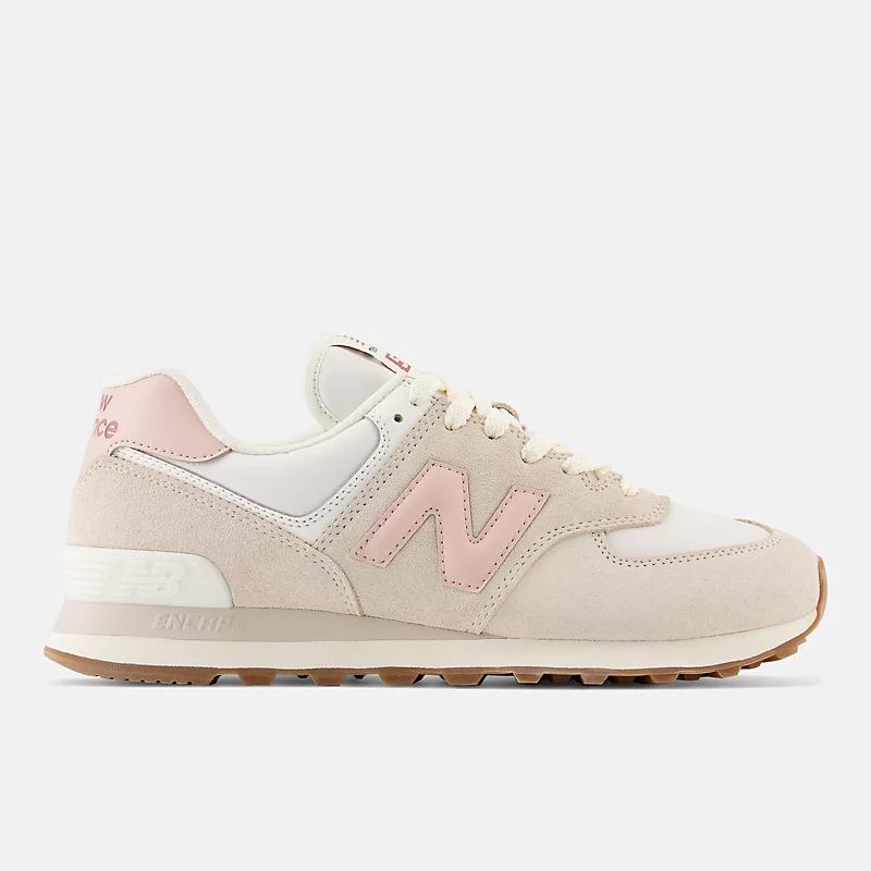 Unissex 574 - Branco com Rosa