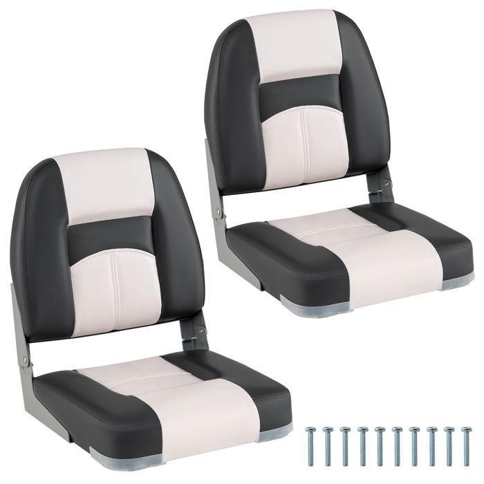 Asiento plegable de 2 piezas para barco COSTWAY con respaldo y 4 tornillos, impermeable, para barco de pesca o kayak, 42 x 49 x 51 cm, gris.