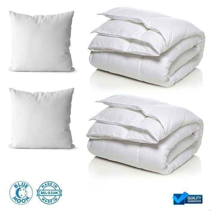 Set matrimoniale – 2 piumini 140x200 cm Blue Moon - Bianco + 2 cuscini 60x60 - Prodotto in Belgio