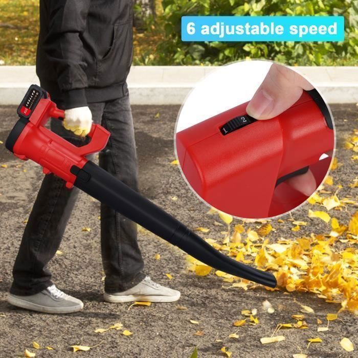 Soplador inalámbrico - Batería de iones de litio de 21 V y 4,0 Ah - Velocidad de soplado: 241 km/h (150 mph) - Caudal de aire: 320 CFM - 6 velocidades ajustables - 0-20000 RPM