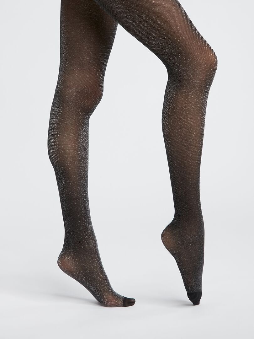 Meia-calça iridescente 'DIM' - PRETA