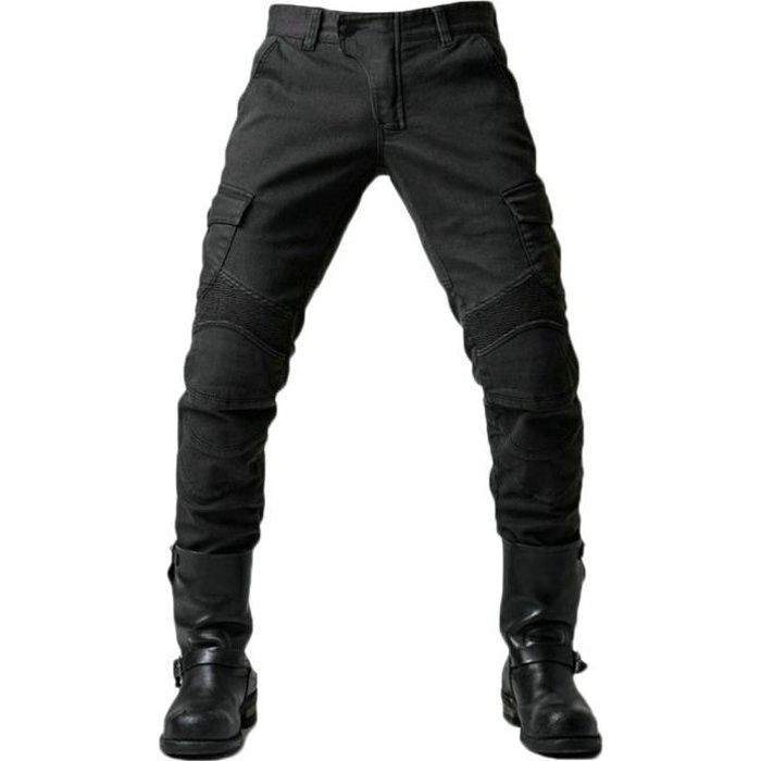 Pantalones vaqueros de moto para hombre, pantalones de motorista, pantalones de moto con protección reforzada y almohadillas extraíbles, color negro.