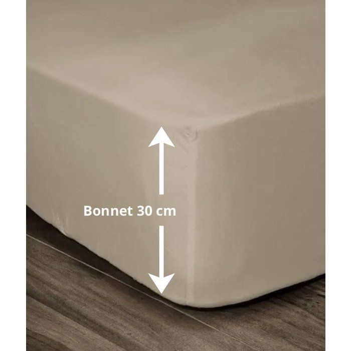 LOVELY HOME Lenzuolo con angoli elasticizzati 100% cotone 160x200x30 cm Beige