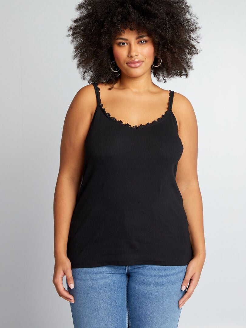 Camisola com alças finas - preta