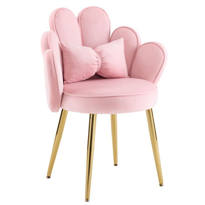 Fauteuil de Salle à Manger pour Cuisine-Salon-Bureau avec oreiller, 65×55×83,Rose