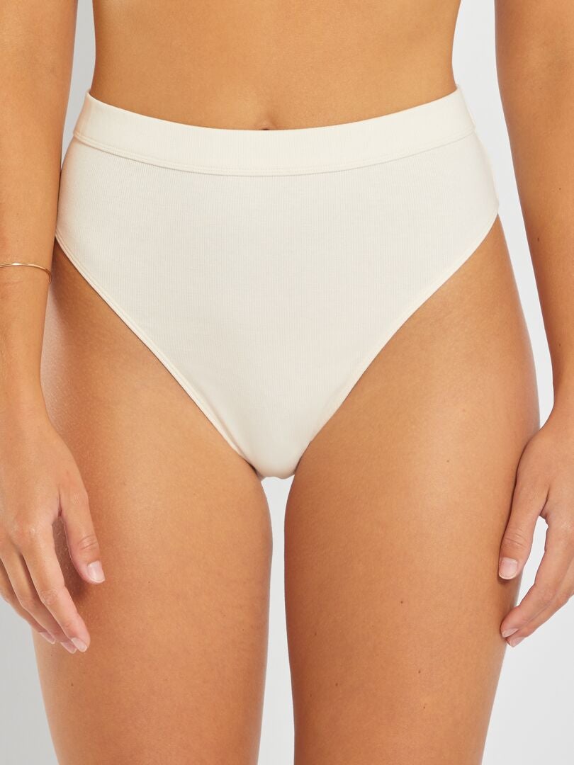 Conjunto de 2 tangas de algodão canelado - BEGE