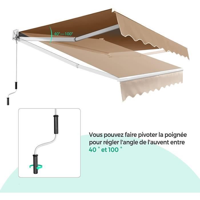 GOPLUS Uitschuifbaar zonnescherm met slinger, handmatig te bedienen zonnescherm met PA-coating, aluminium frame voor zonwering, 245x200 cm, beige