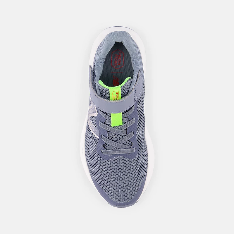 Παιδική θήκη παπουτσιών Arishi v4 Bungee Lace με Fresh Foam και λουράκι στο πάνω μέρος - Arctic Grey με Pixel Green και True Red