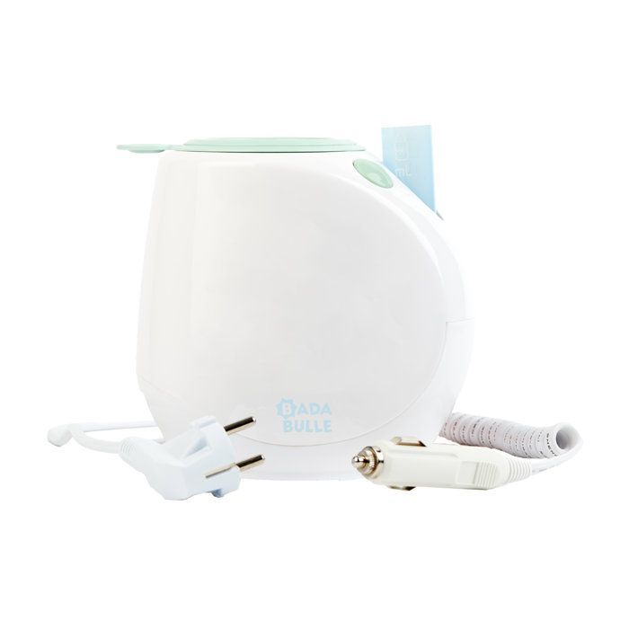 Badabulle - Scaldabiberon portatile Easy(+) - Per uso domestico e in auto, adattatore incluso - Universale - Misurino e cestello inclusi