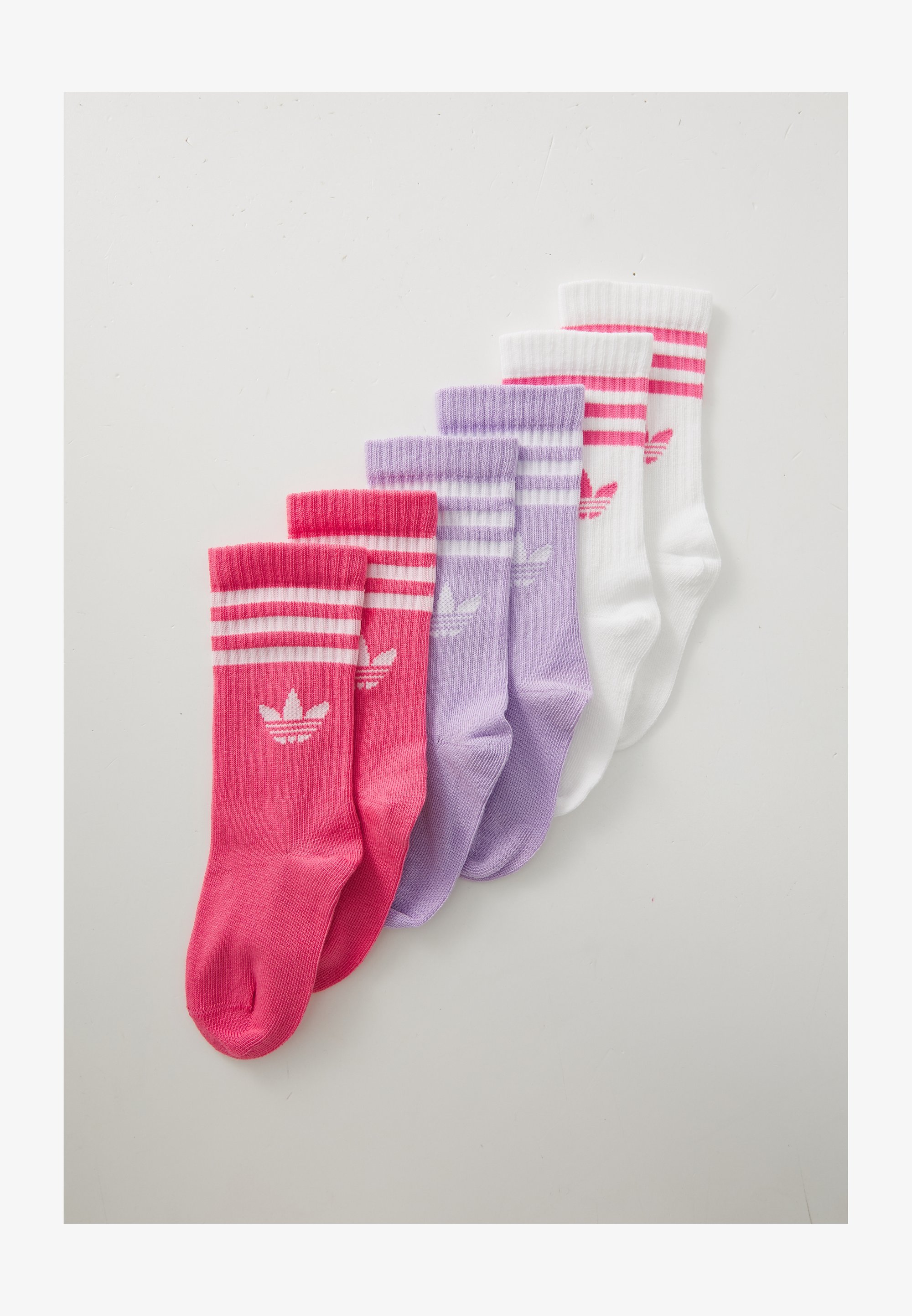 adidas Originals CREW UNISEX 6 PACK - Sokid - valge/roosa fusion/ploomimelanž