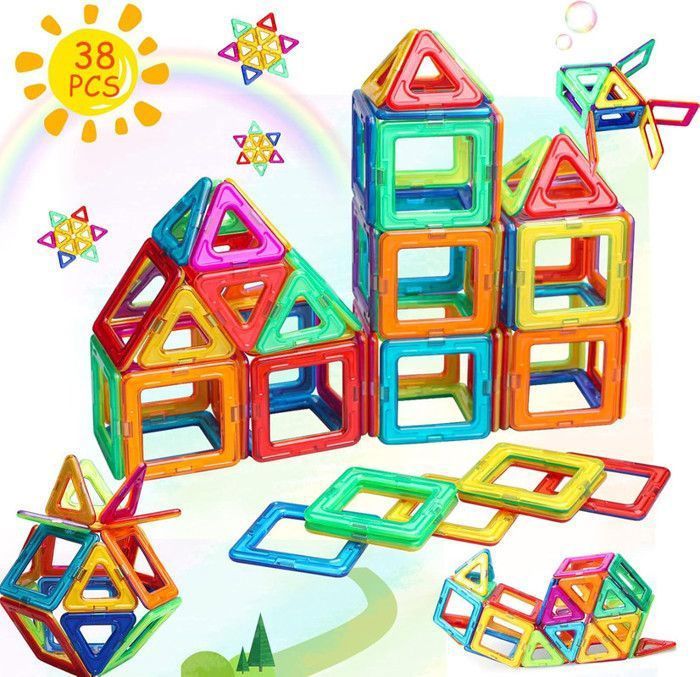 38PCS Blocs de Construction Magnétiques - Jouet Carreaux Cadeau pour enfants de 3, 4, 5, 6, 7, 8 ans, Garçon, Fille