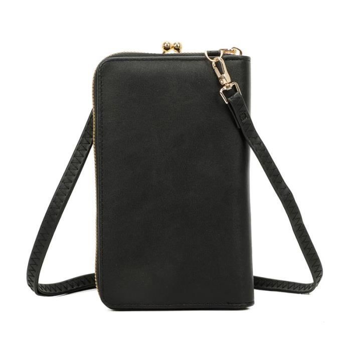 Sac Bandoulière Femme Gallantry - Poche Téléphone Portefeuille Tout-en-un - Noir