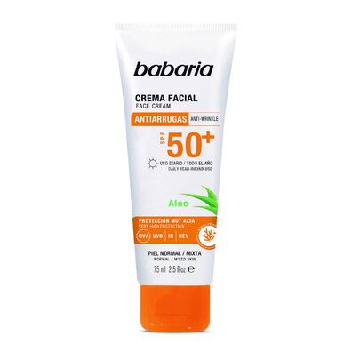 Babaria Aloe -kasvojen aurinkovoide SPF50 75 ml 75 ml