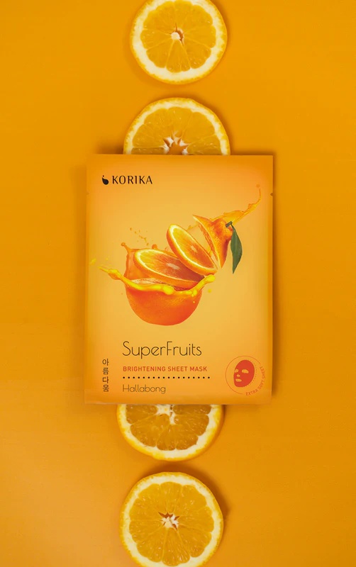 KORIKA SuperFruits Hallabong - Сет од 5 осветљујућих маски за лице, сет маски за лице по сниженој цени са осветљујућим ефектом Hallabong