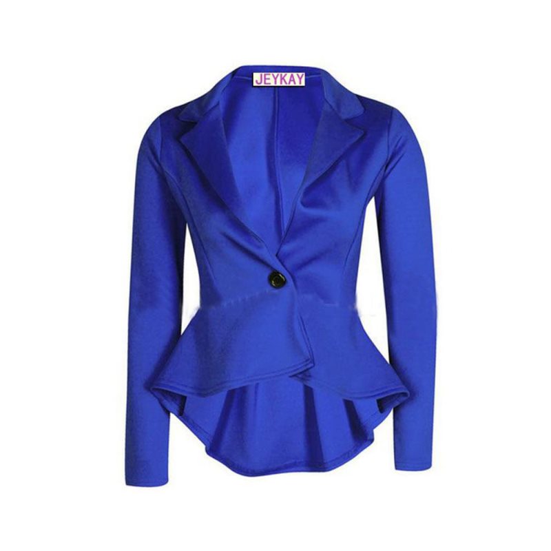 Veste cintrée à un bouton pour femme, coupe courte devant et longue dos, couleur unie asymétrique, collection taille petite taille 2020