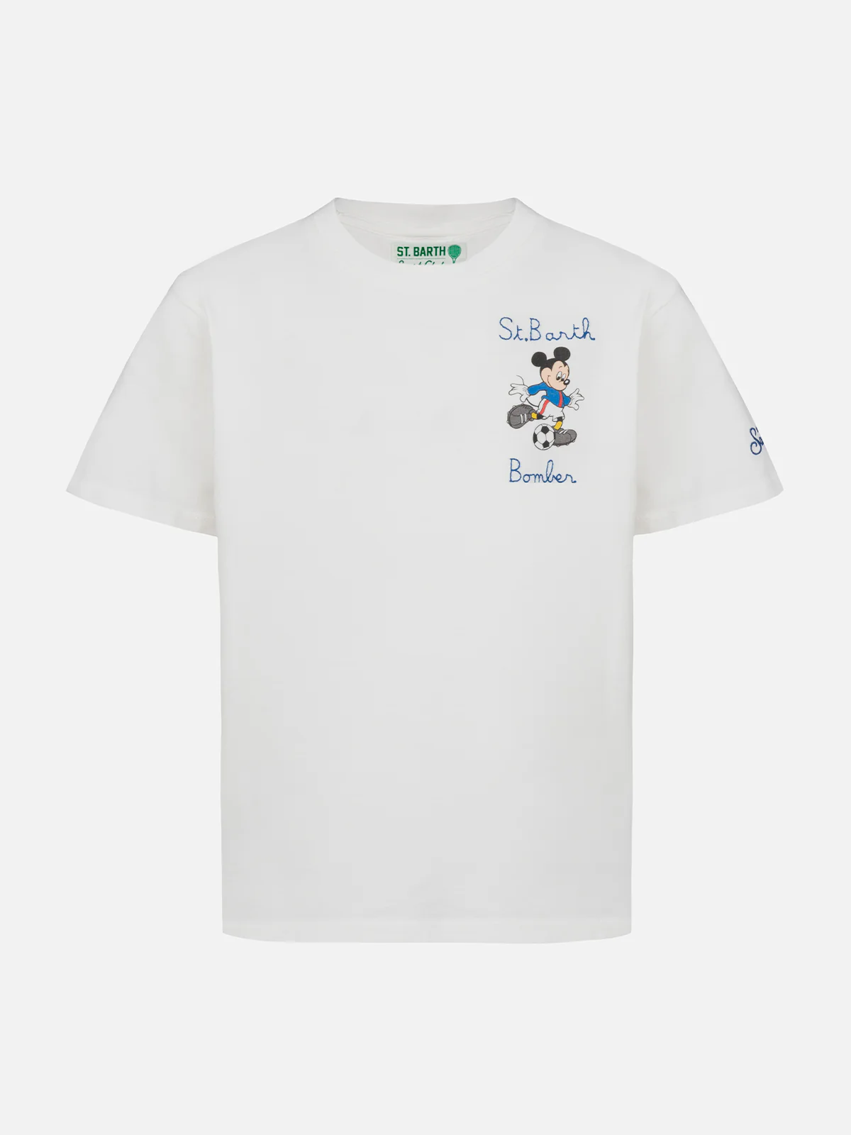 T-shirt van zwaar katoen voor jongens met Cameron Mickey-print en borduurwerk.