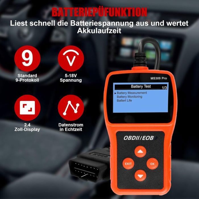 MS309PRO Escáner universal OBD2, lector de códigos de error del motor, herramienta de diagnóstico CAN para todos los protocolos OBD II.