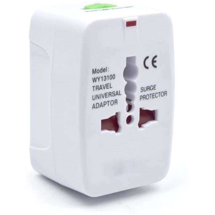 Adattatore da viaggio universale tutto in uno, adattatore da viaggio universale compatto per prese elettriche, bianco