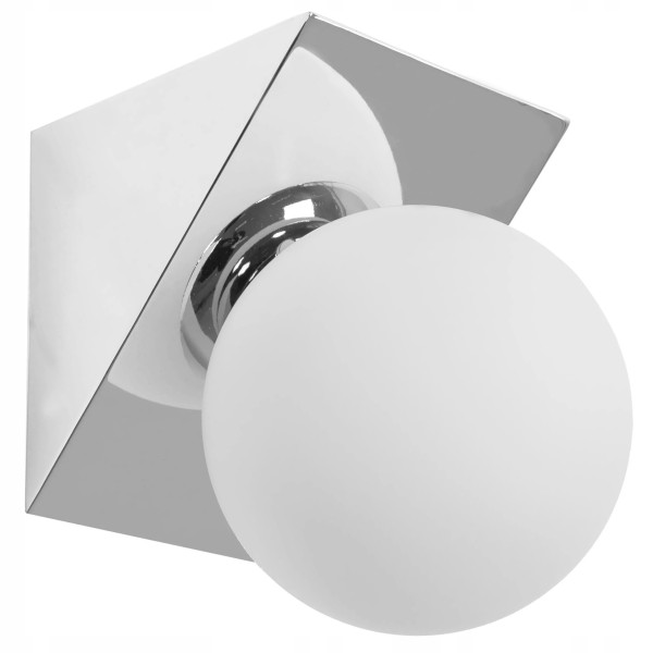 Lampa Ścienna Kinkiet Metalowy Chrom Biały Klosz