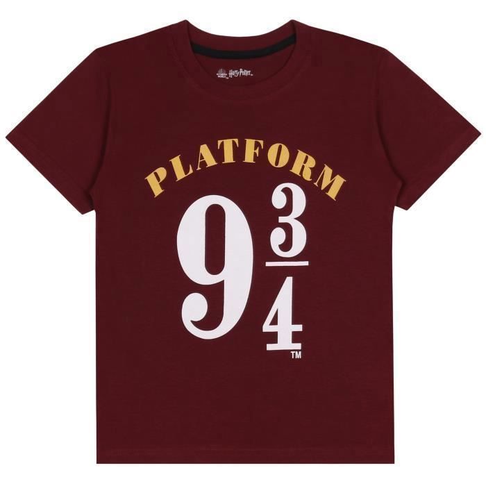 Harry Potter Platforma 9 3/4 Pyjama garçon, pyjama d'été pour garçon, bordeaux et noir