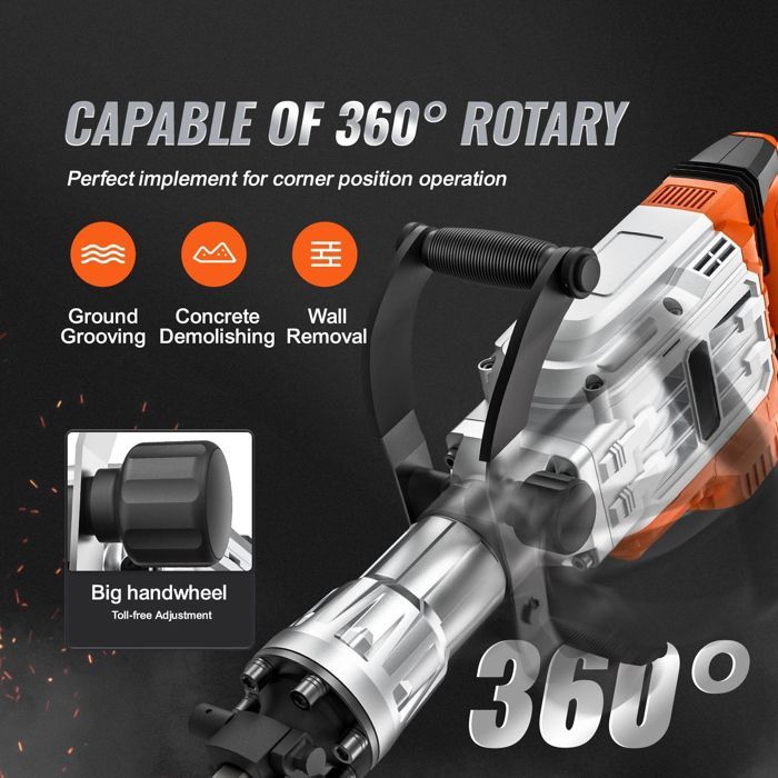 Demolition Hammer - Duoku - 3500W - Concrete Breaker - Electric Hammer - with 2 Chisels - Power Tool