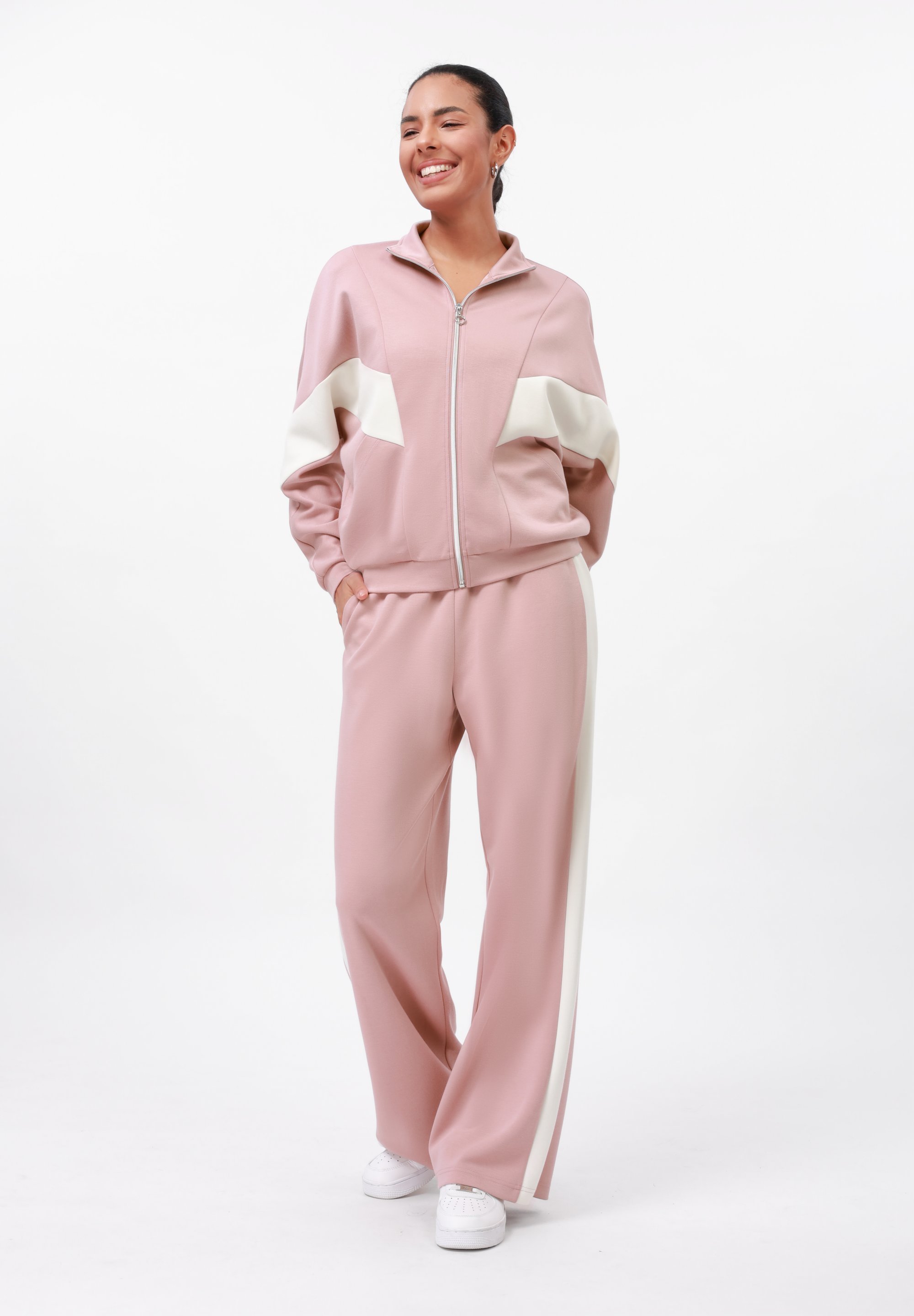 Even&Odd SET - Trainingspak - stoffig roze/ecru