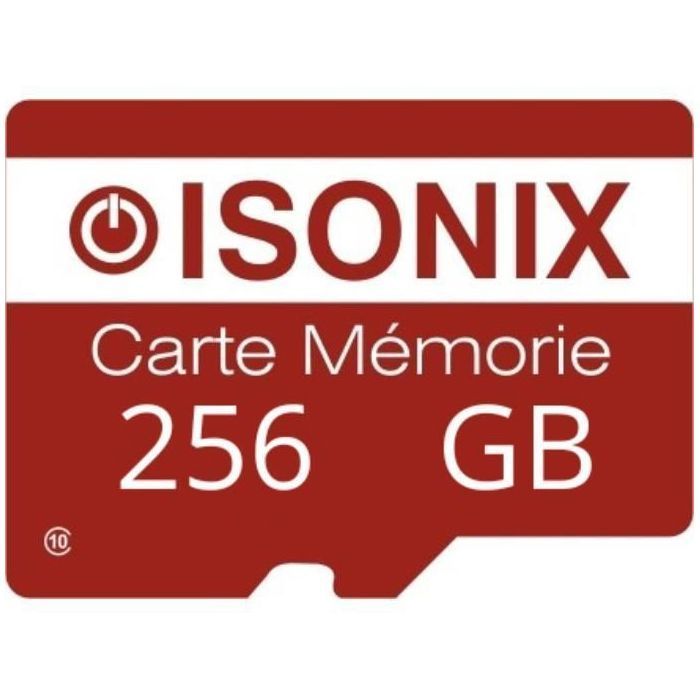 Tarjeta Micro-SD de 256 GB - ISONIX - SDXC/SDHC - Clase 10 - Adaptador incluido - Compatible con smartphones y cámaras