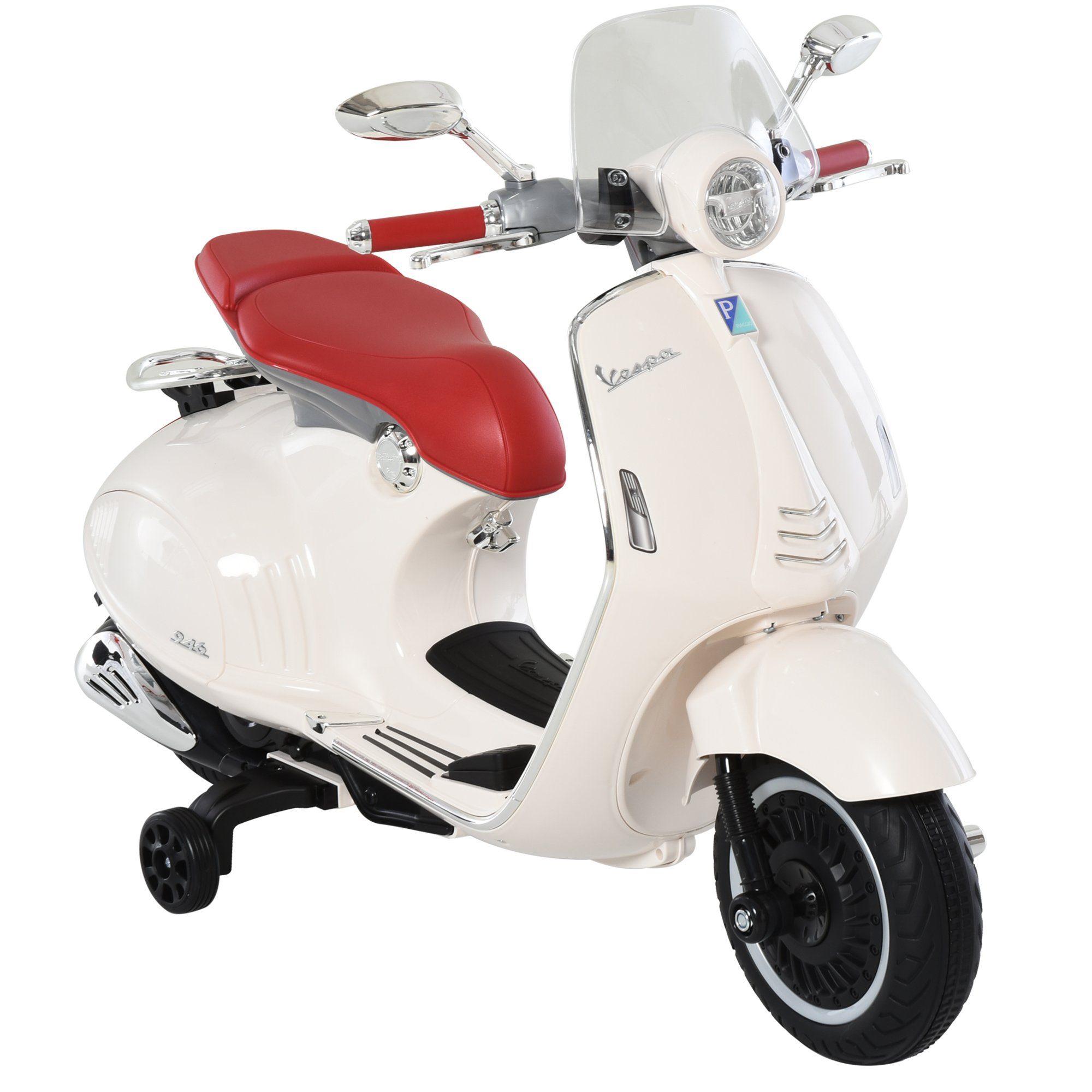 HOMCOM elektrisches Kindermotorrad mit MP3-Musik und Beleuchtung, 3–6 Jahre, PP, weiß, Tragkraft 30 kg, (1 Stück), 108 x 49 x 75 cm (L x B x H)