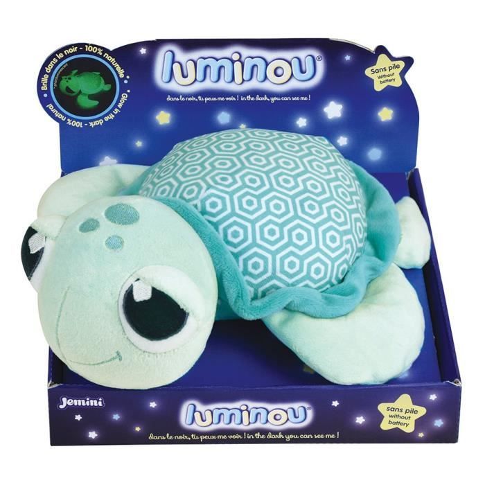 Ma Petite Carapace Peluche Tortue Lumineuse Naturelle +/- 25 cm - JEMINI - Chargeable à la lumière, fonctionne sans pile.
