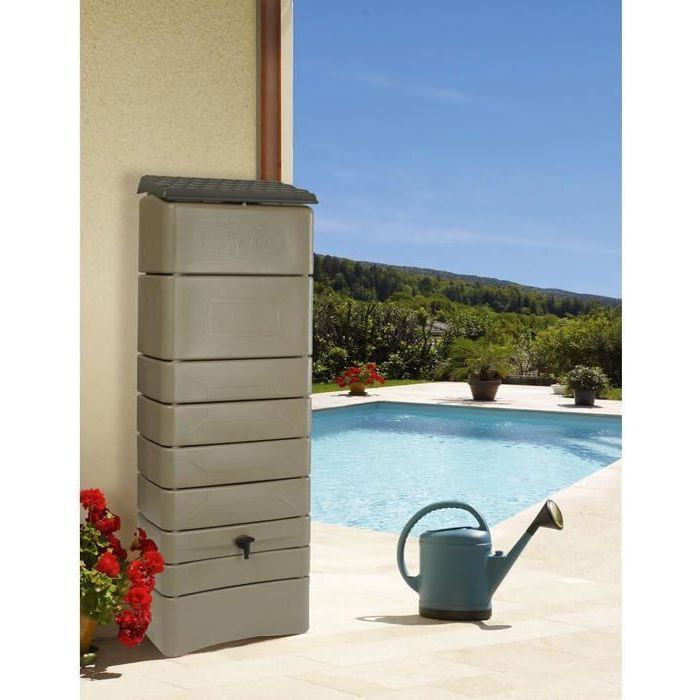 Wall-mounted rainwater harvesting tank - 300 liters - Taupe