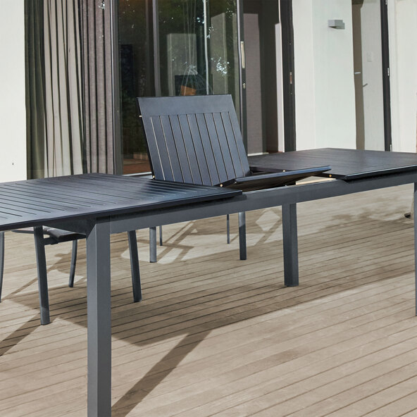 Uitschuifbare aluminium tafel, 220/280 x 100 cm
