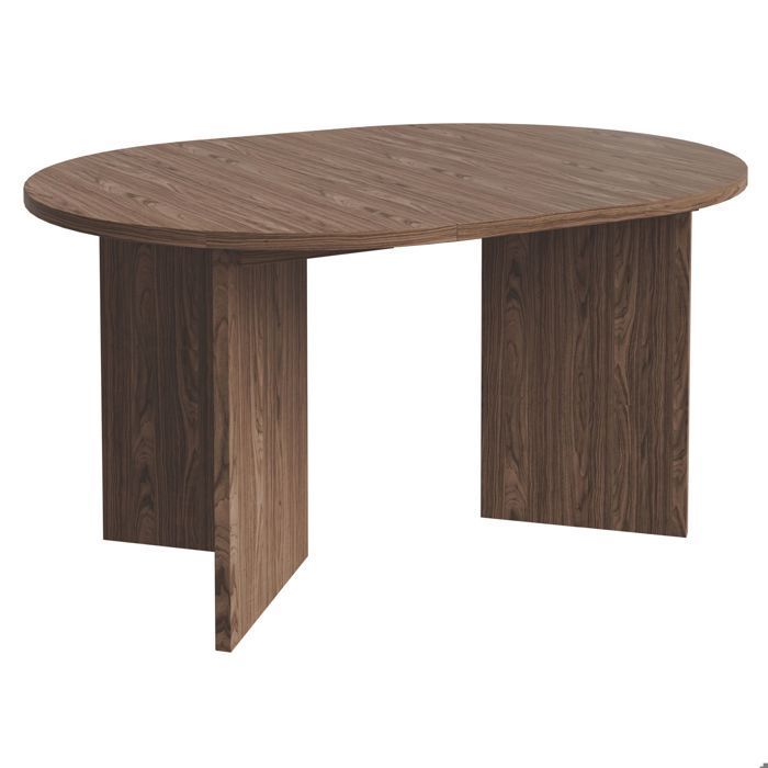 Mesa de comedor redonda – OVO – Acabado en nogal de Wisconsin – Extensible – 110–190×110 cm