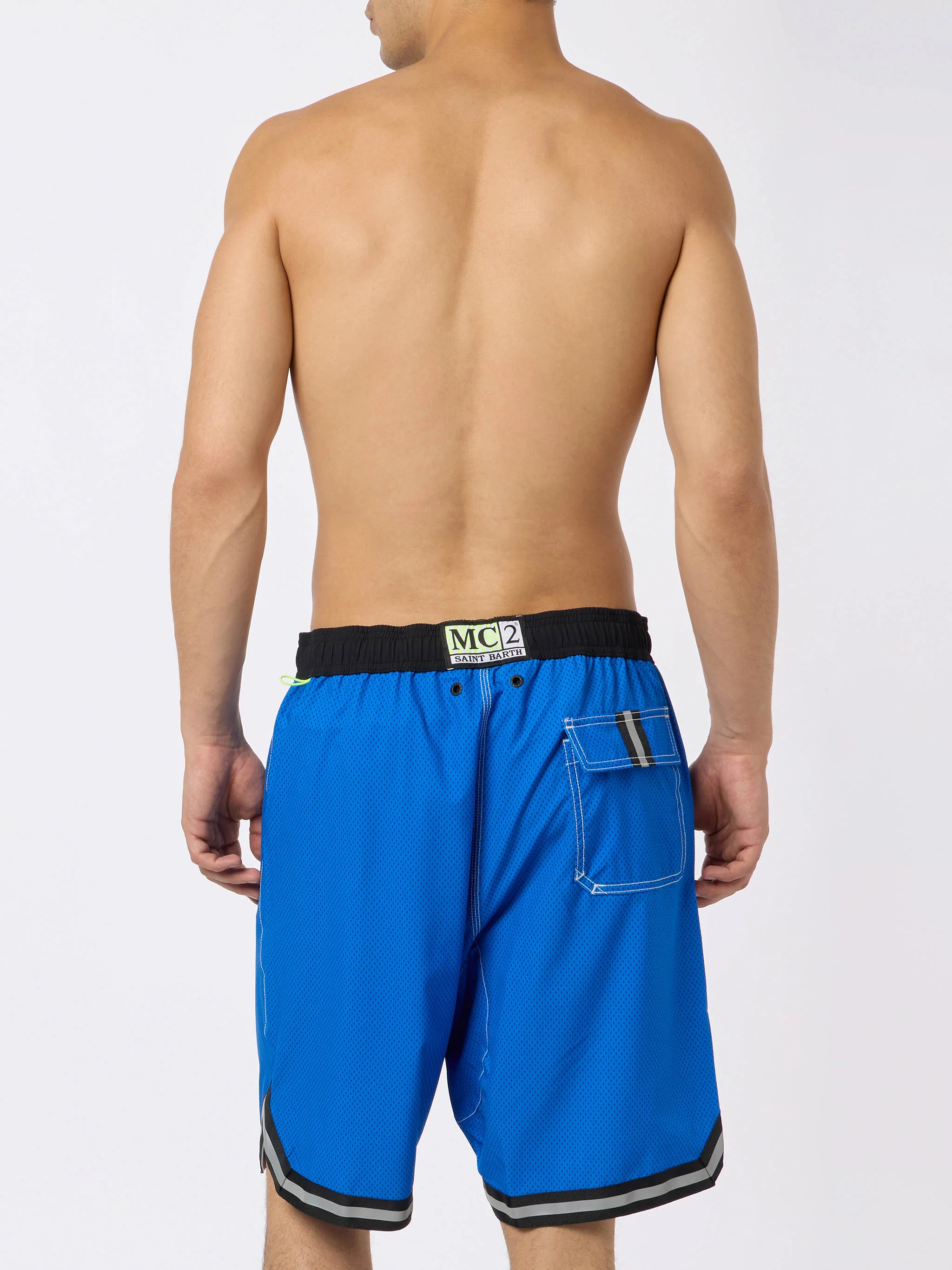 Lange blauwe zwemoutfit in surfstijl