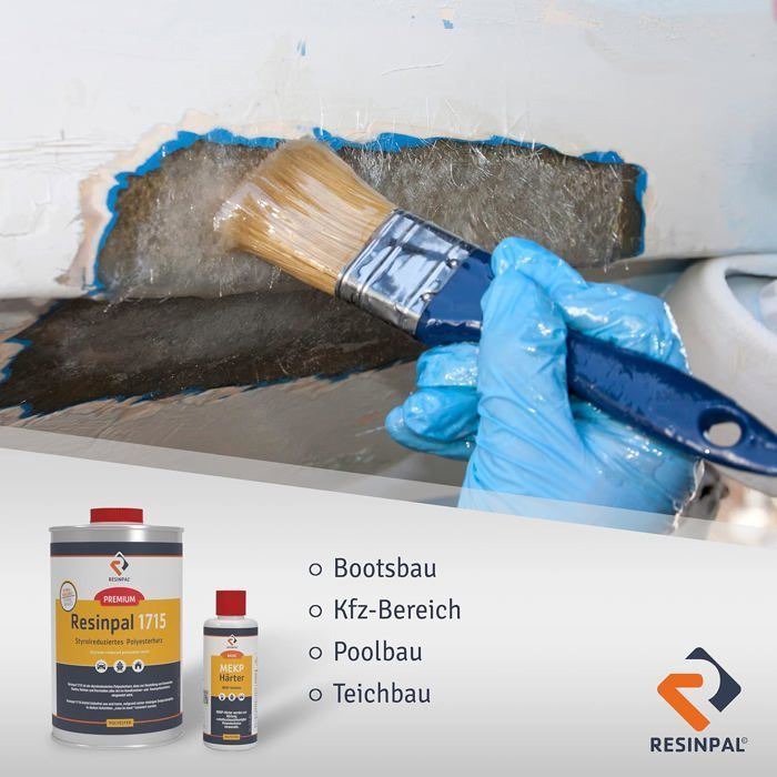 Complete GRP kit: 1 kg of Resinpal polyester resin