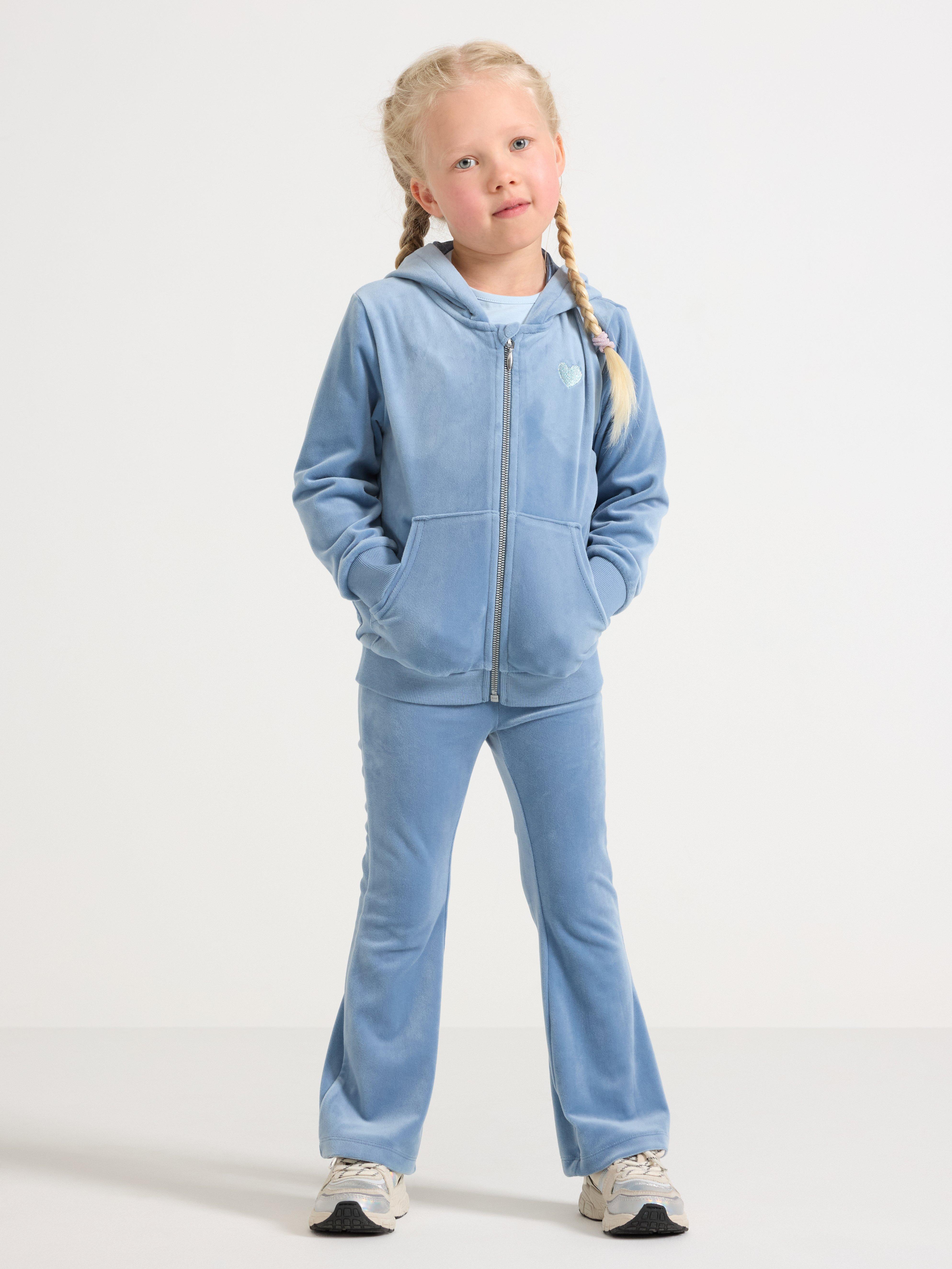 Sudadera con capucha de terciopelo azul claro