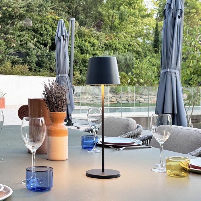 Lampada da tavolo wireless - LUMISKY - KELLY BLACK - Alluminio nero - LED bianco dimmerabile - Ricaricabile - H38 cm