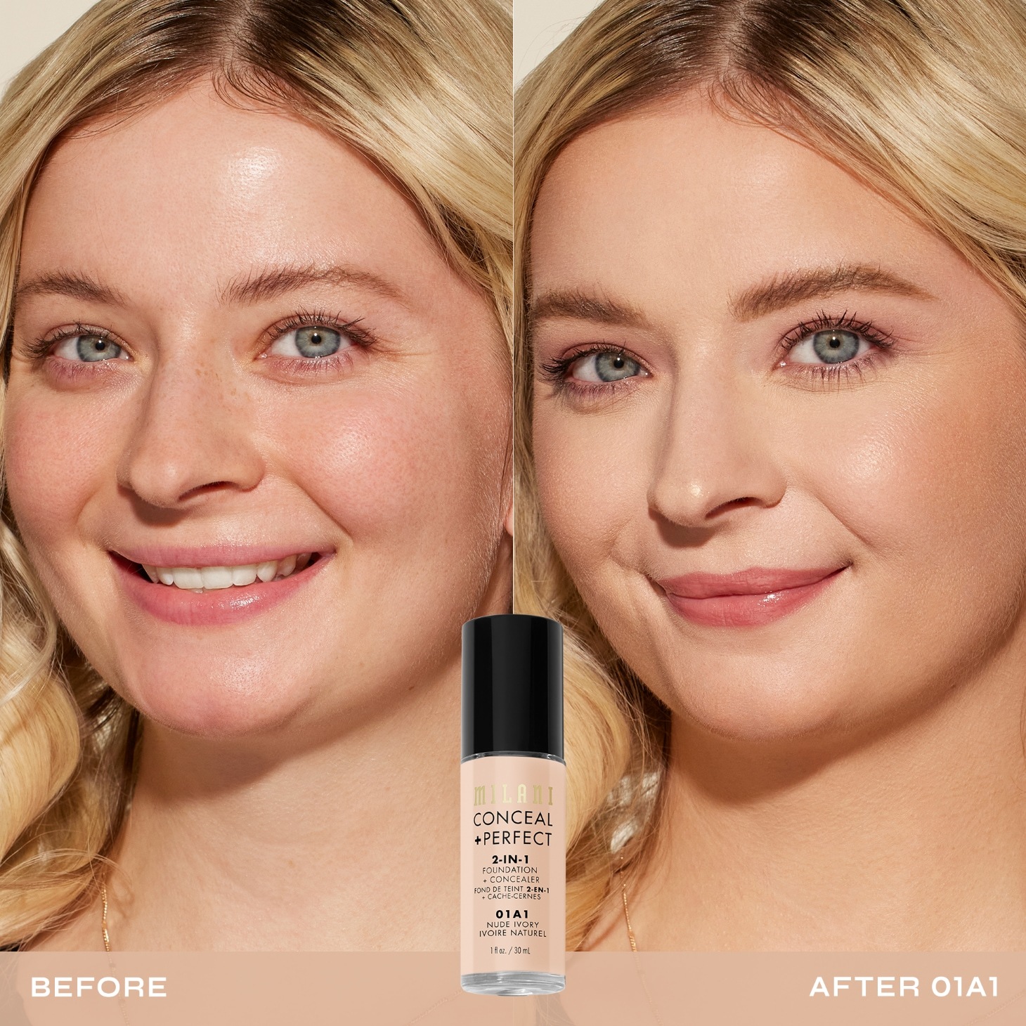 Milani Foundation 2-v-1 korektor + - 30 ml